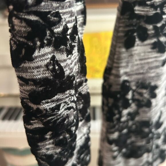 Y2K Mystic Elegant Black and Gray Velvet Floral Dress M - Picture 11 of 16